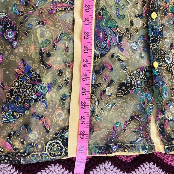 Vtg Caravaggio Linen Shirt Womens Sheer Mixed Material Funky Art to Wear Italy - Picture 6 of 6